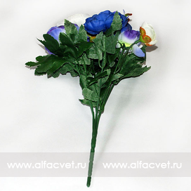 искусственные цветы камелия цвета синий с белым 58