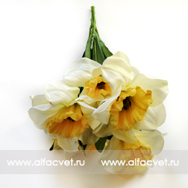 искусственные цветы нарциссы цвета белый с желтым 13