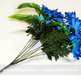 искусственные цветы ромашки с папоротником цвета синий 12