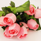 искусственные цветы розы с каплями цвета розовый 5