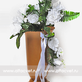 искусственные цветы букет свадебный роза + мал-я с длинной веткой цвета белый 6
