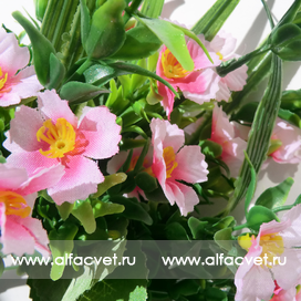 искусственные цветы букет фиалок с добавкой пластик цвета розовый с белым 14