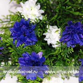 искусственные цветы гвоздики цвета синий с белым 41