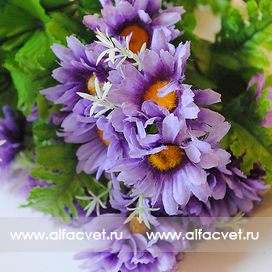 искусственные цветы букет ромашек цвета фиолетовый и темно-фиолетовый 27