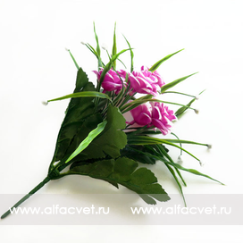 искусственные цветы букет роз пластик с добавкой цвета фиолетовый 7